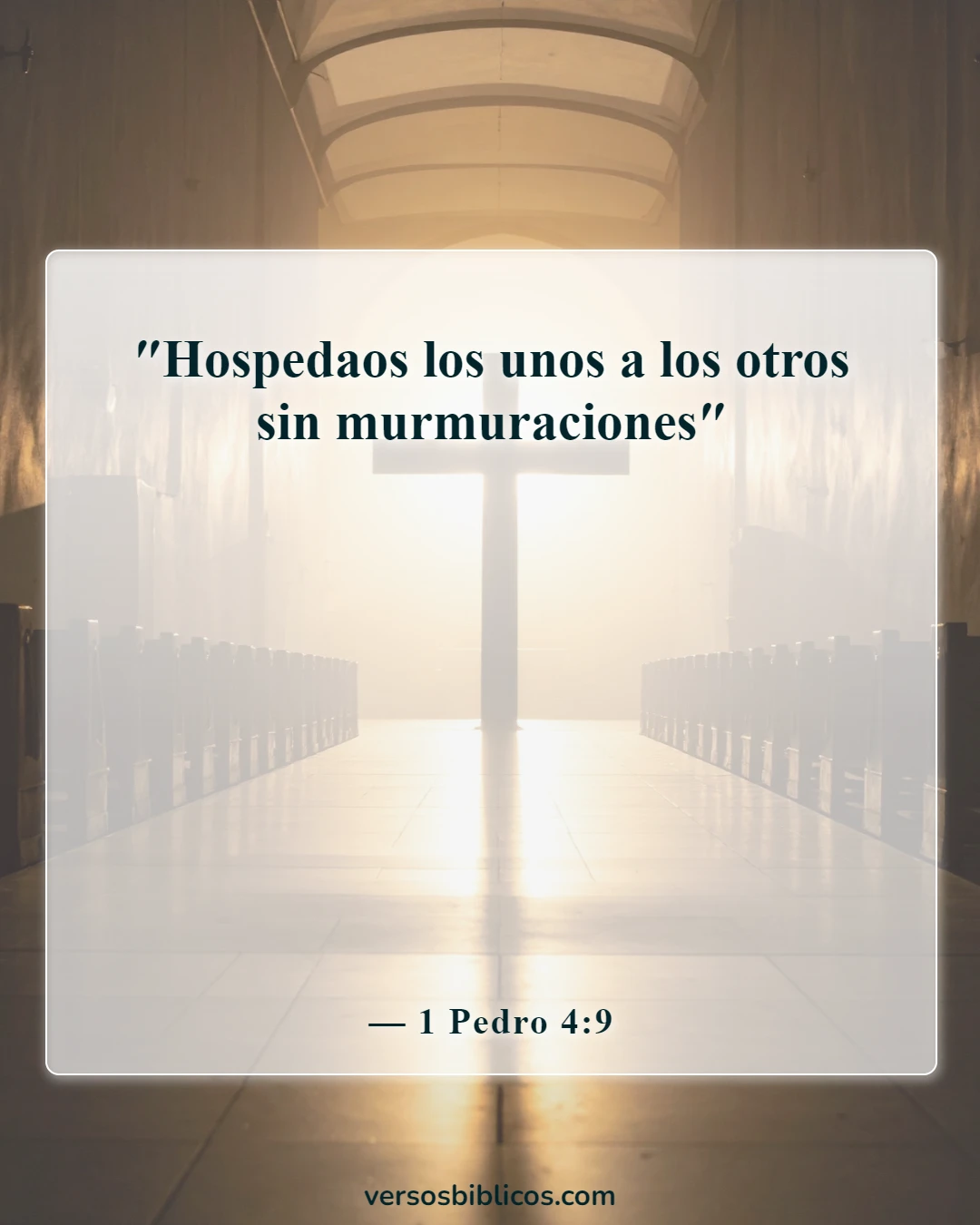 Versículos de la Biblia sobre la bienvenida a los invitados (1 Pedro 4:9)