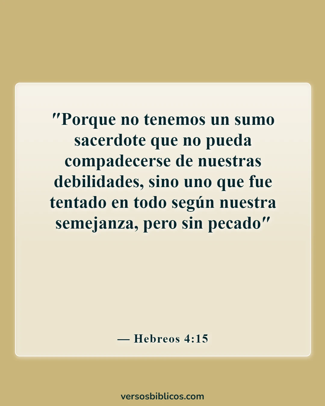 Versículos de la Biblia sobre Dios caminando con nosotros en tiempos difíciles (Hebreos 4:15)