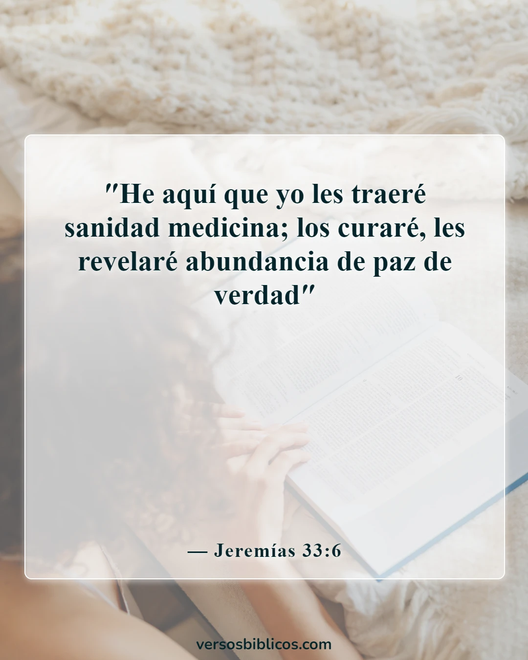 Versículos de la Biblia sobre la victoria sobre las enfermedades y las dolencias (Jeremías 33:6)