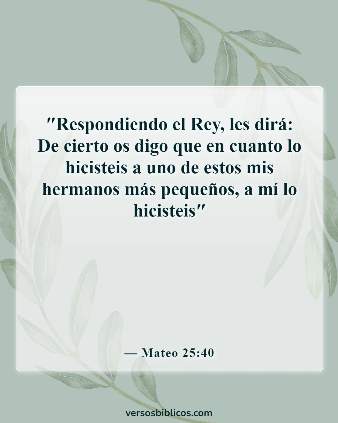 Versículos de la Biblia sobre llevar las cargas unos de otros (Mateo 25:40)