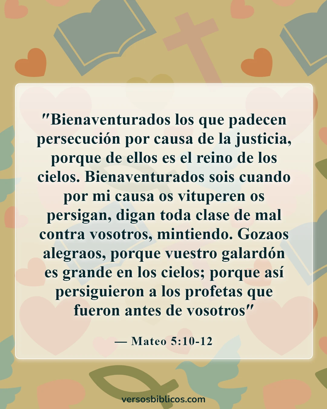 Versículos de la Biblia sobre el tesoro en el cielo (Mateo 5:10-12)
