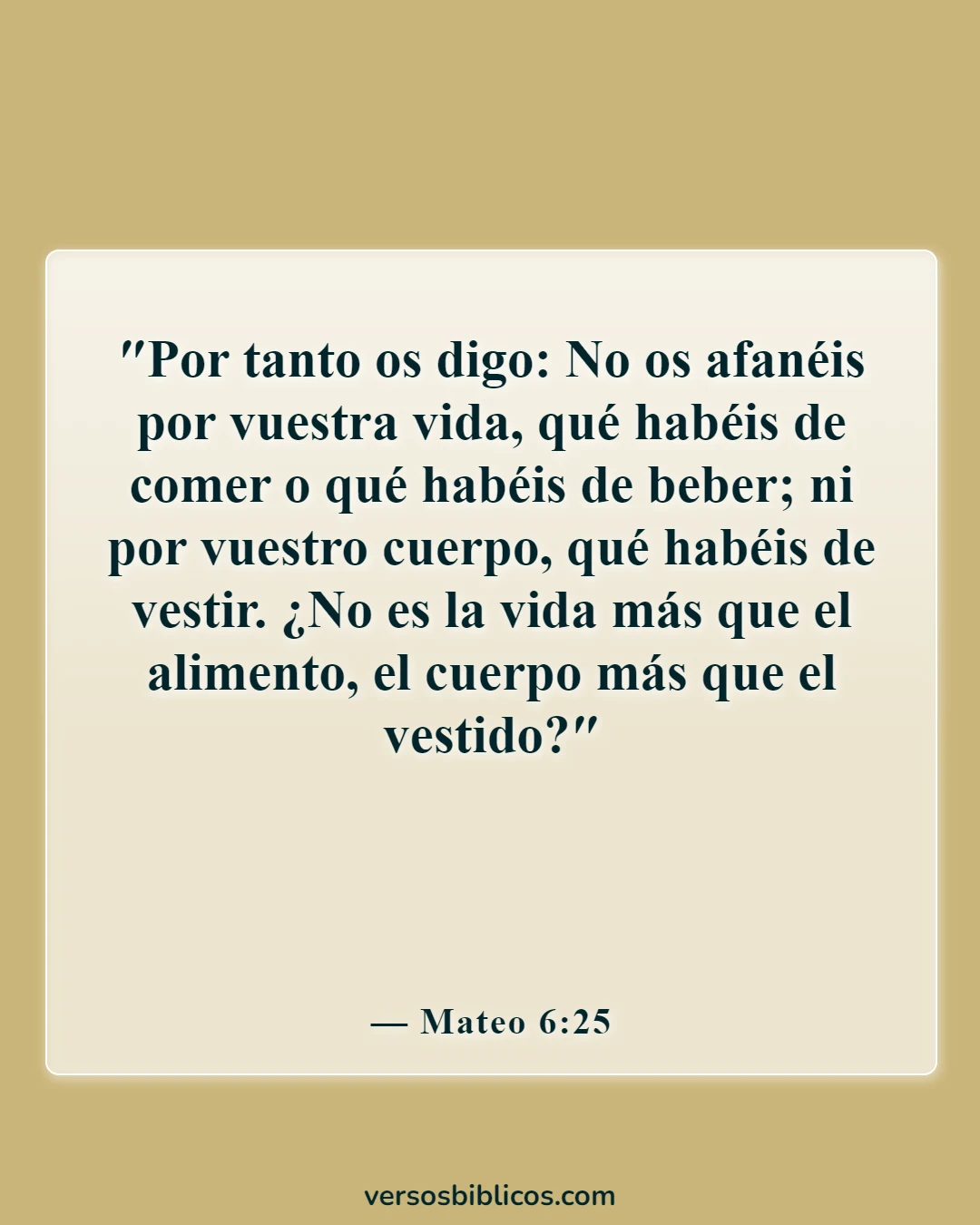 Versículos de la Biblia sobre la ayuda con la ansiedad (Mateo 6:25)