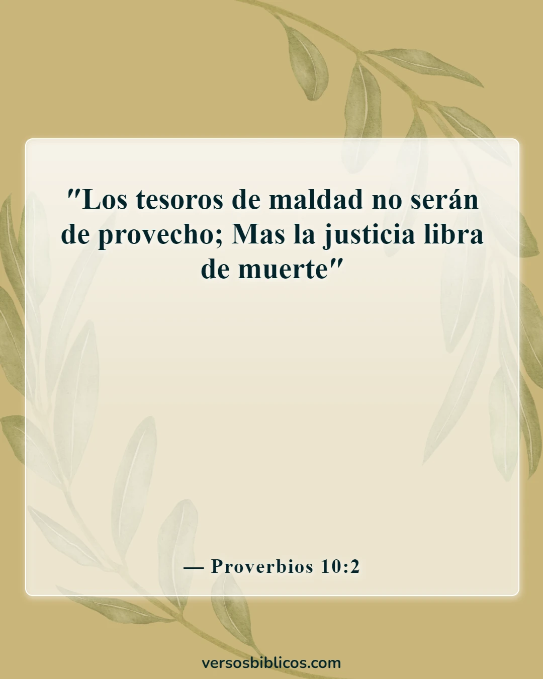 Versículos de la Biblia sobre el entrenamiento en justicia (Proverbios 10:2)