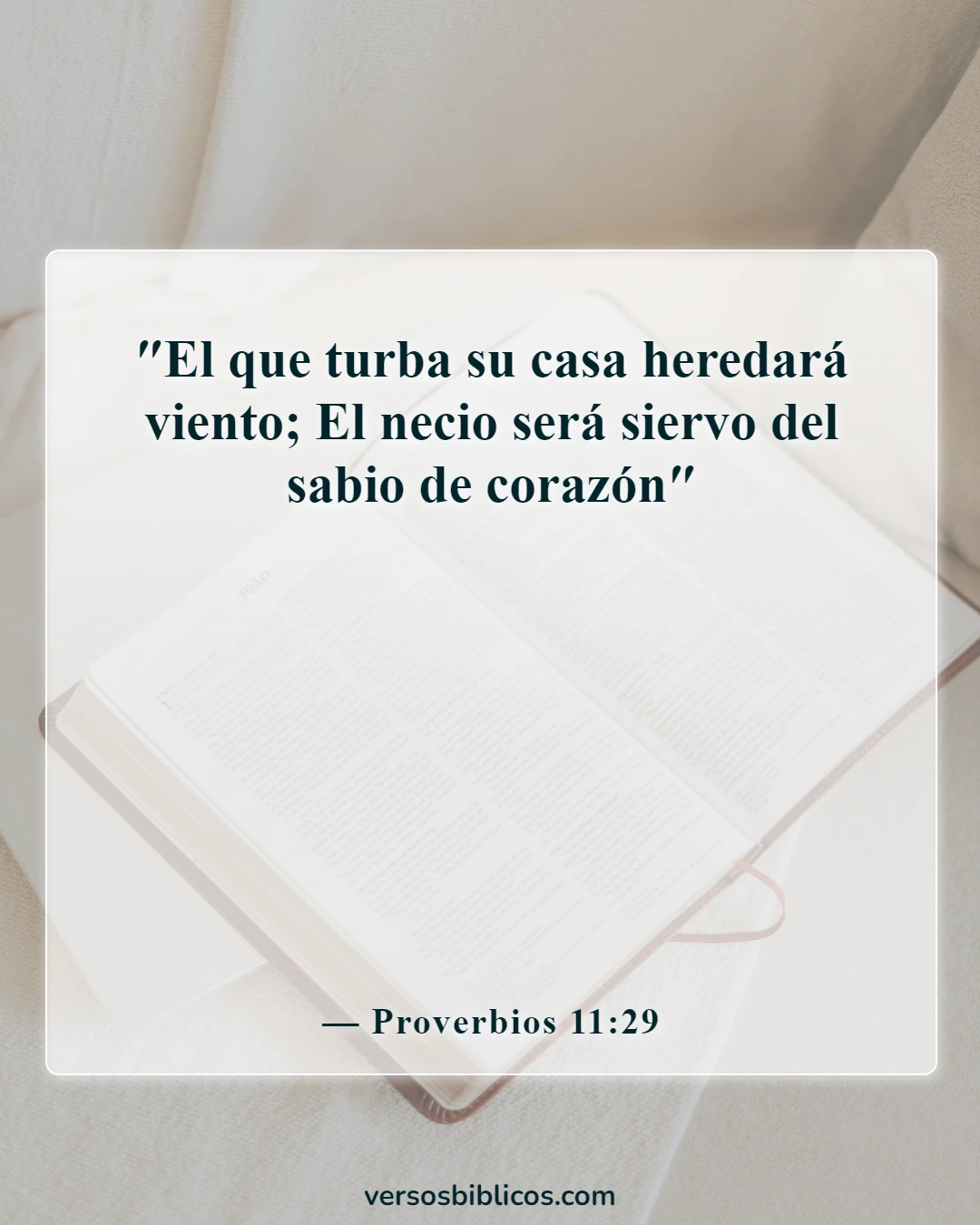 Versículos de la Biblia sobre la felicidad familiar (Proverbios 11:29)