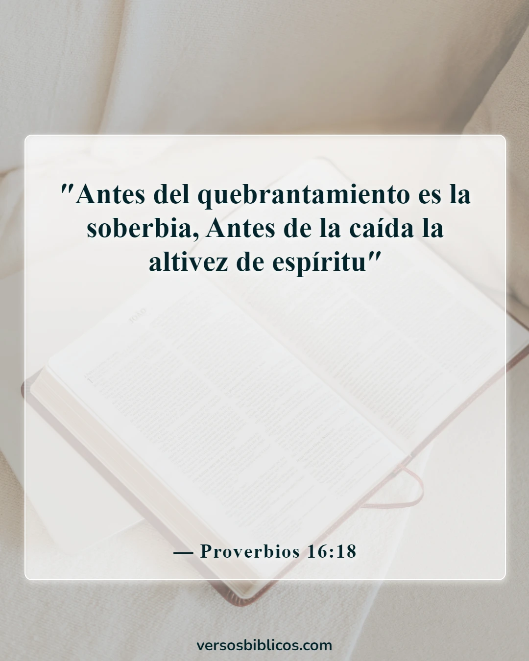 Versículos de la Biblia sobre no ser arrogante (Proverbios 16:18)