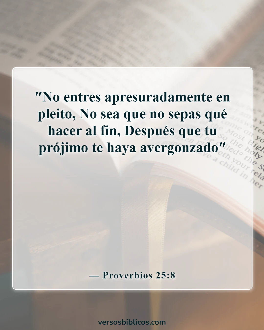 Versículos de la Biblia sobre llegar a un acuerdo extrajudicial (Proverbios 25:8)