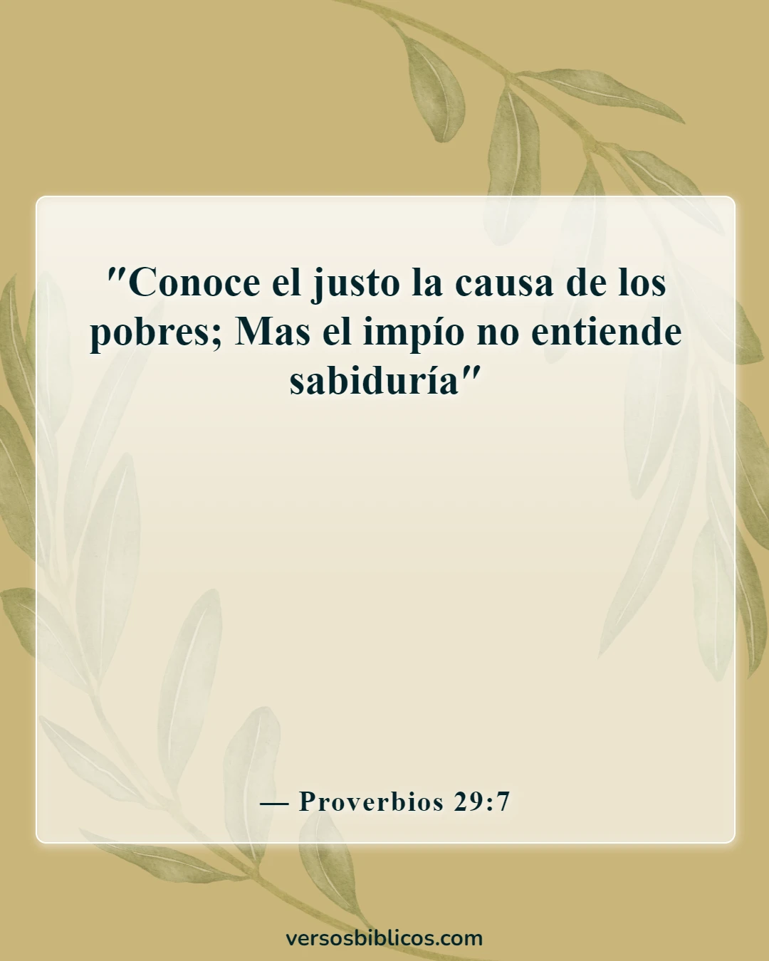 Versículos de la Biblia sobre la advertencia a los ricos (Proverbios 29:7)