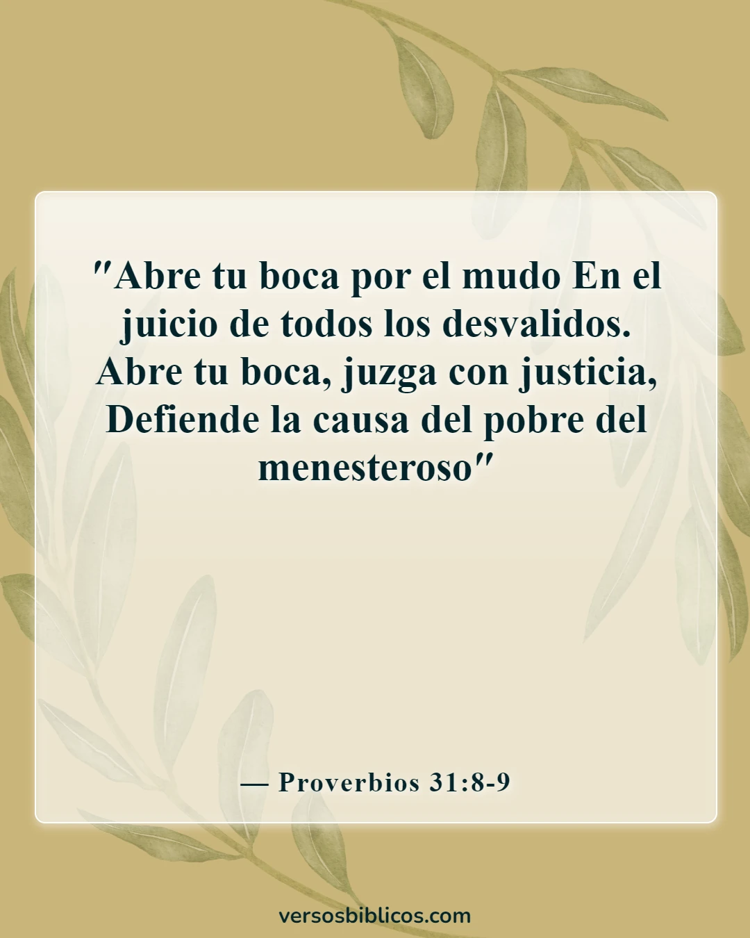 Versículos de la Biblia sobre contraatacar (Proverbios 31:8-9)